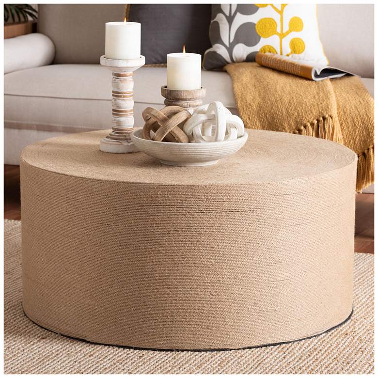 Image 1 bali & pari Lapis Handwoven Jute Coffee Table - Boho Round Centerpiece