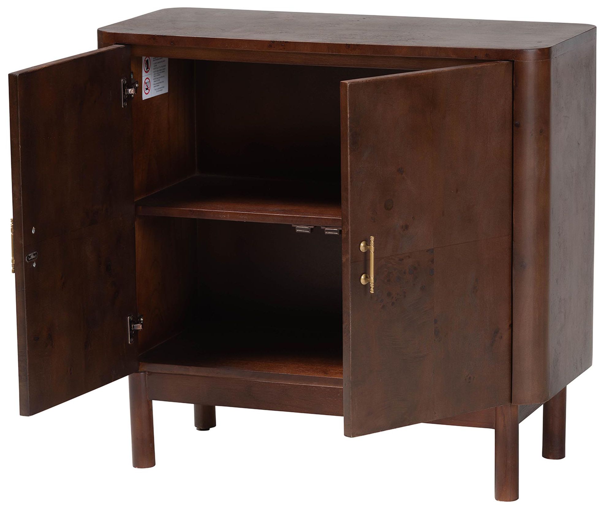 Image 3 bali & pari Latika Real Burl Wood Storage Cabinet in Dark Walnut Brown more views