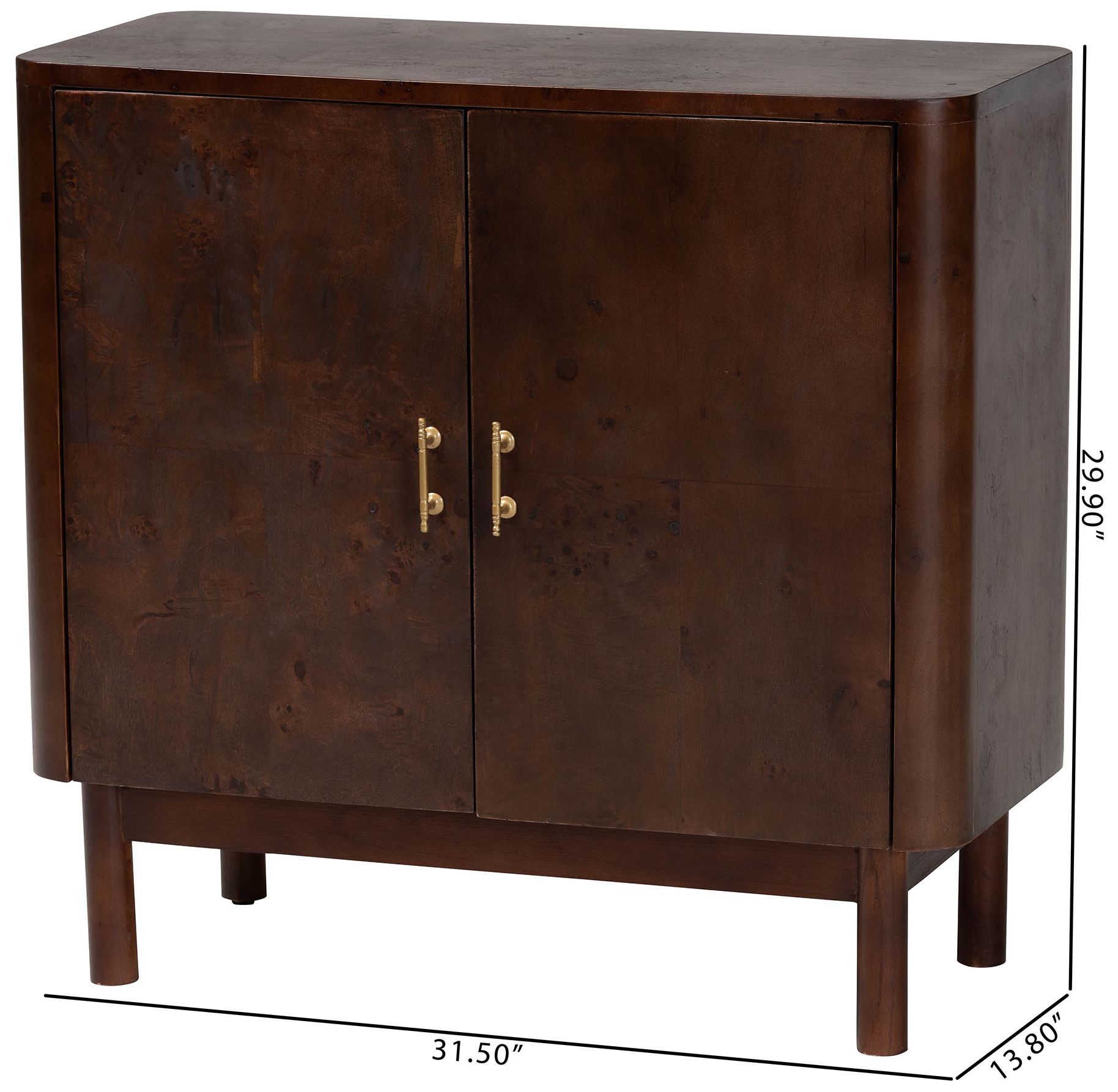 bali & pari Latika Real Burl Wood Storage Cabinet in Dark Walnut Brown