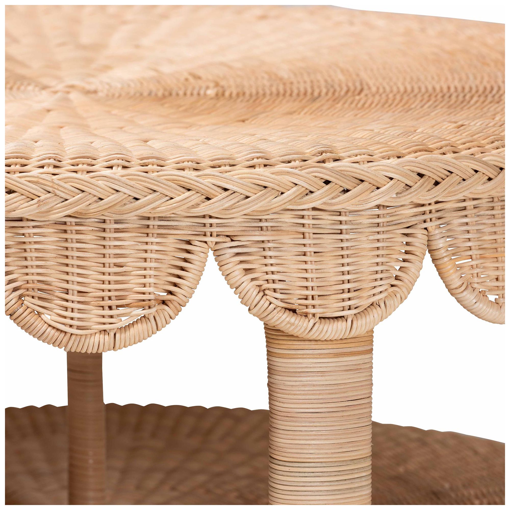 Image 4 bali & pari Latoya Rattan Coffee Table with Scalloped Apron and Lower Shelf more views