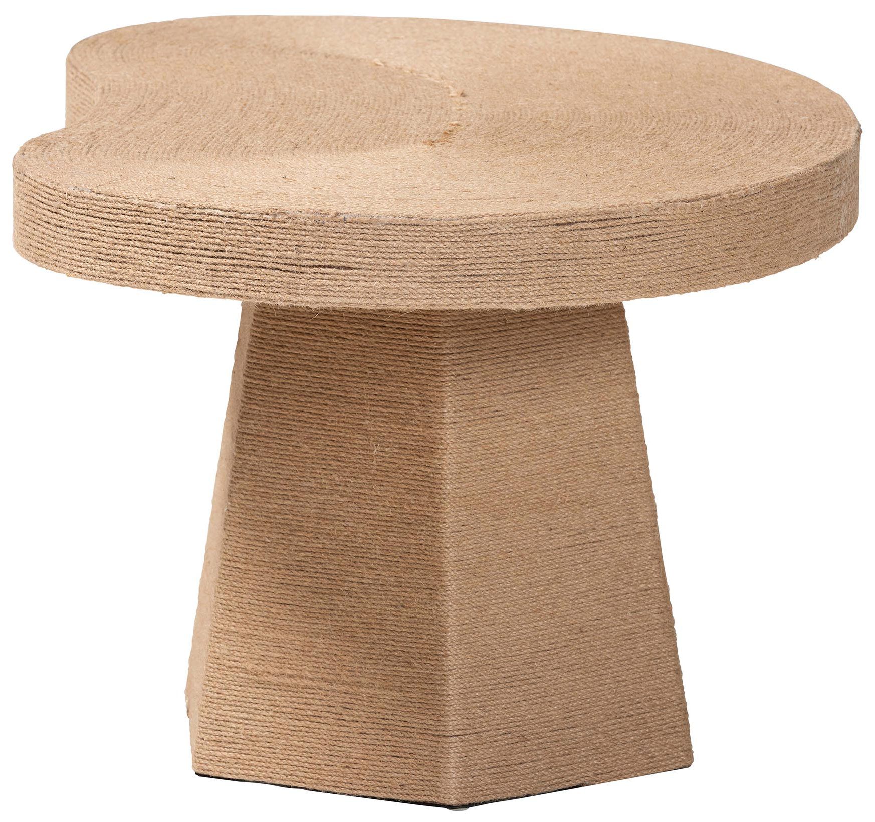 Image 4 bali & pari Lenka Natural Jute Coffee Table with Sculptural Base more views