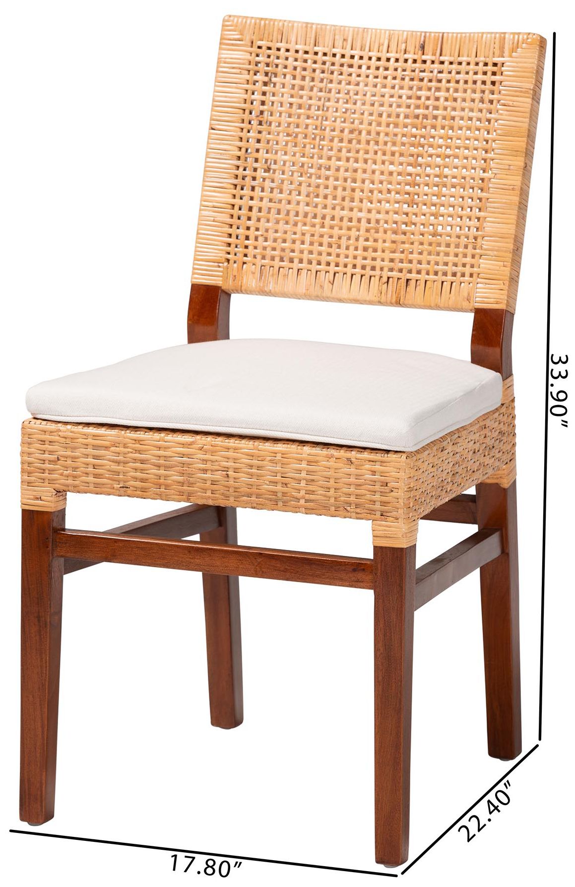 bali & pari Lesia Natural Rattan Dining Chair with Cushion - Handwoven