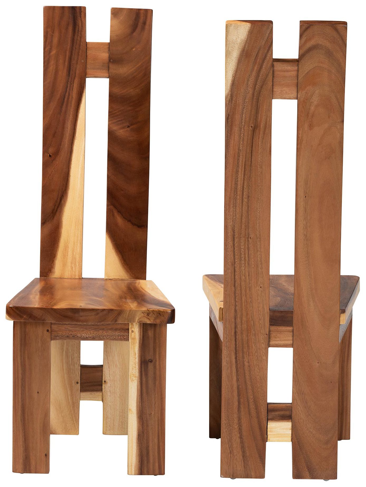 Image 3 bali & pari Lin Suar Handcrafted Solid Wood Dining Chair Set of 2 more views