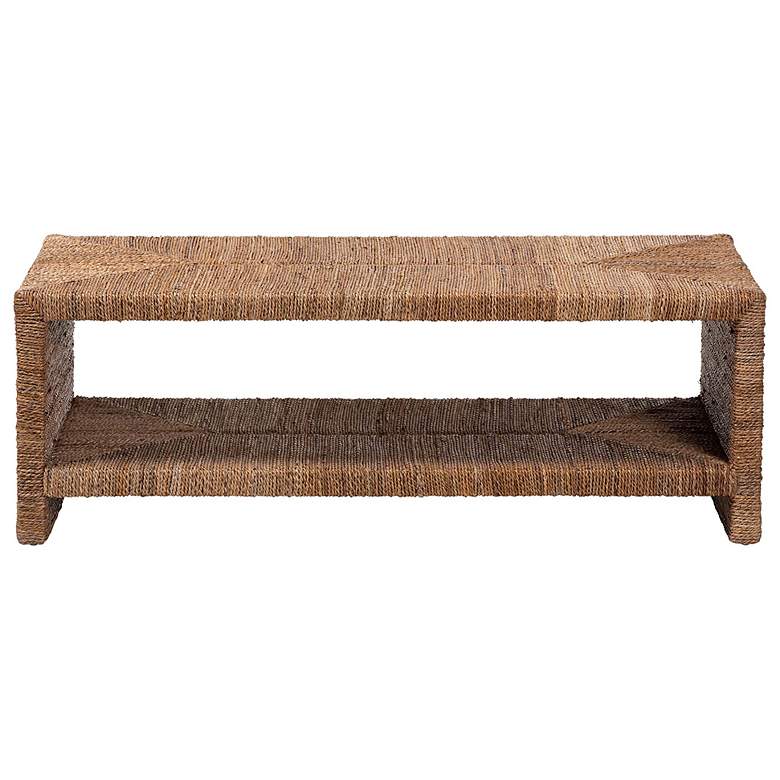 Image 3 bali & pari Liza Rectangle Seagrass Coffee Table -with Open Shelf more views