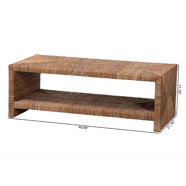 Image 7 bali & pari Liza Rectangle Seagrass Coffee Table -with Open Shelf more views