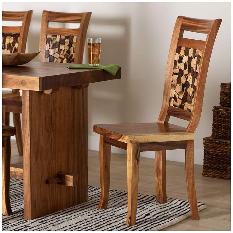 Image 2 bali & pari Luan Suar Wood Dining Chair - Handcrafted Solid Wood Seat more views