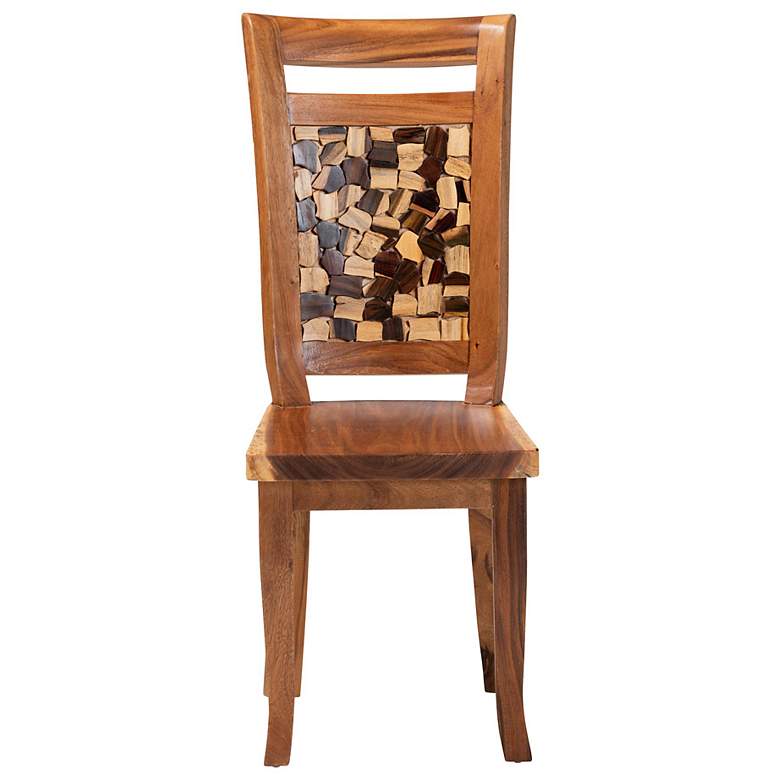 Image 3 bali & pari Luan Suar Wood Dining Chair - Handcrafted Solid Wood Seat more views