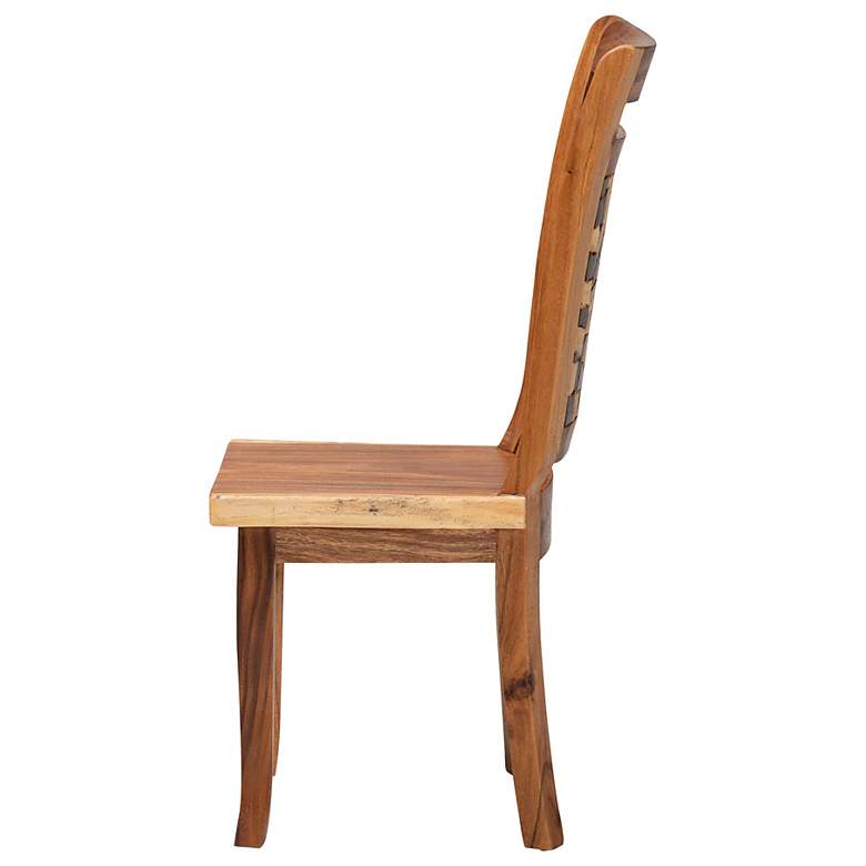 Image 4 bali & pari Luan Suar Wood Dining Chair - Handcrafted Solid Wood Seat more views