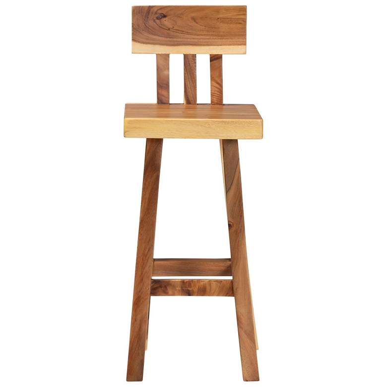 Image 3 bali & pari Luli Suar Wood Bar Stool - Handcrafted Solid Wood Stool more views