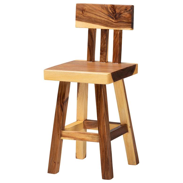 Image 1 bali & pari Luli Suar Wood Counter Stool - Handcrafted Solid Wood Stool