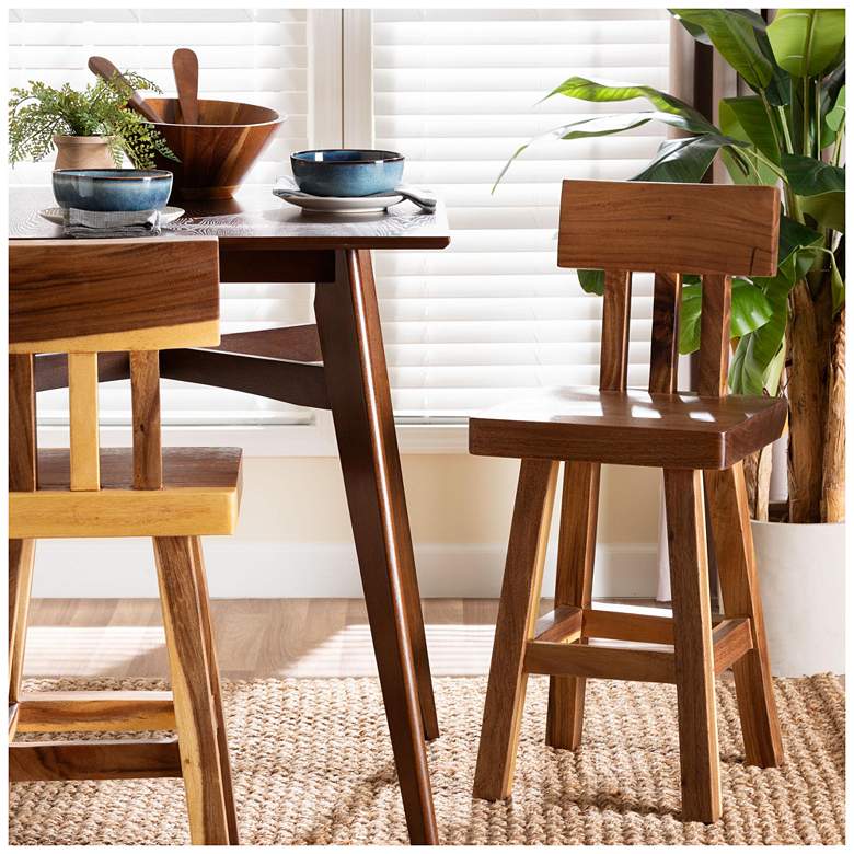 Image 1 bali & pari Luli Suar Wood Counter Stool - Handcrafted Solid Wood Stool