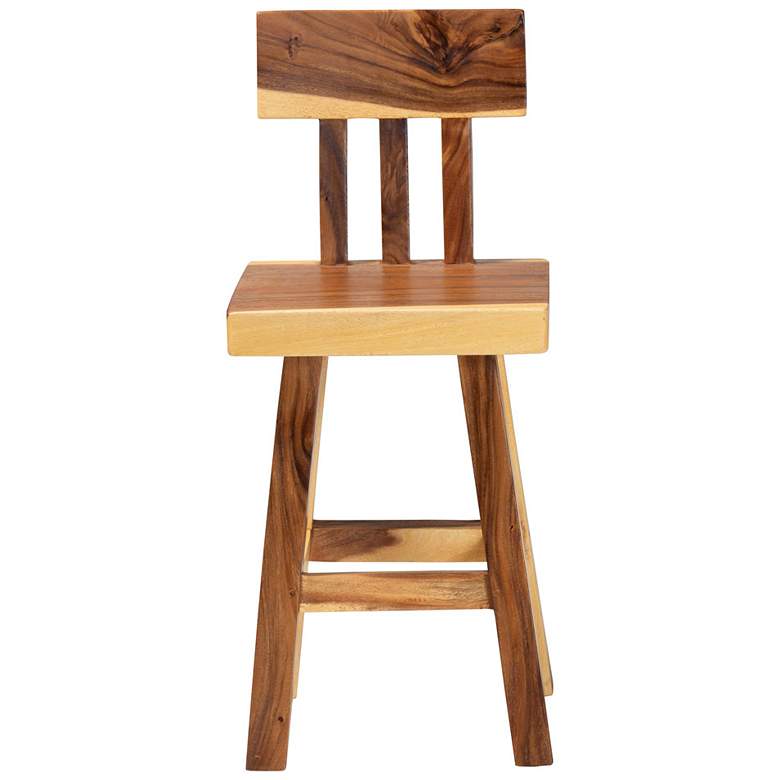 Image 3 bali & pari Luli Suar Wood Counter Stool - Handcrafted Solid Wood Stool more views