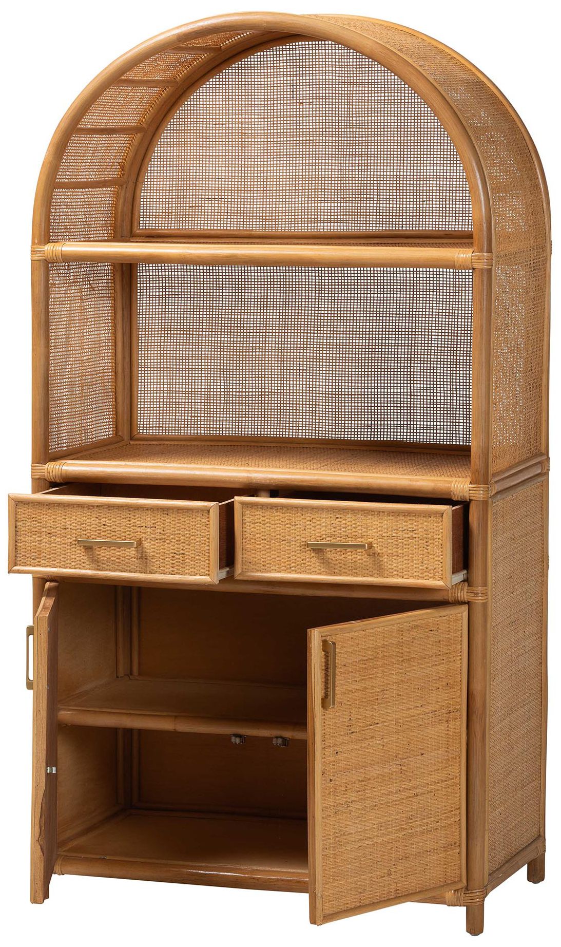 Image 3 bali & pari Mairen Arched Natural Rattan Storage Cabinet more views