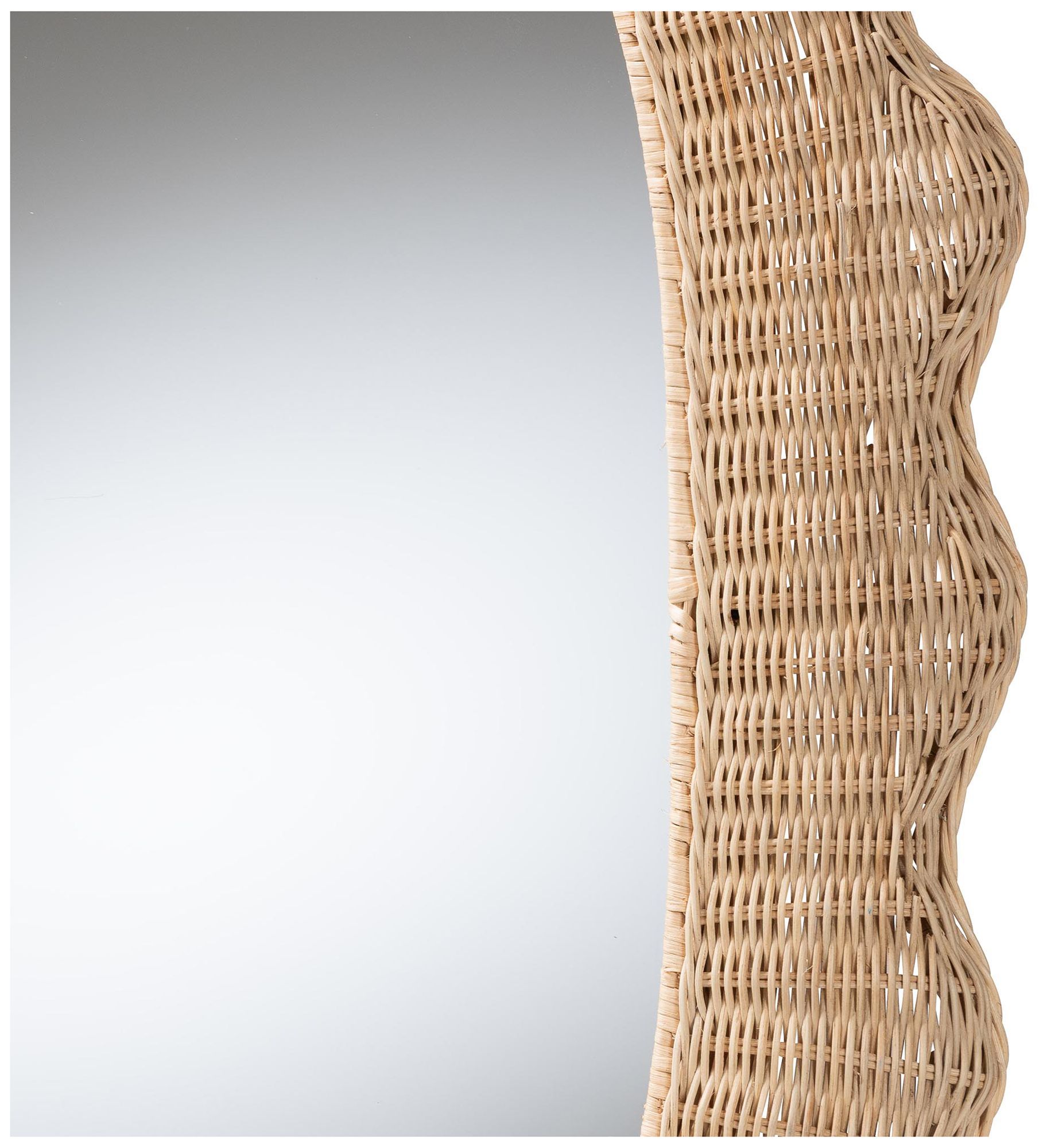 Image 3 bali & pari Makoto Scalloped Natural Rattan Wall Mirror - Wicker Oval Frame more views
