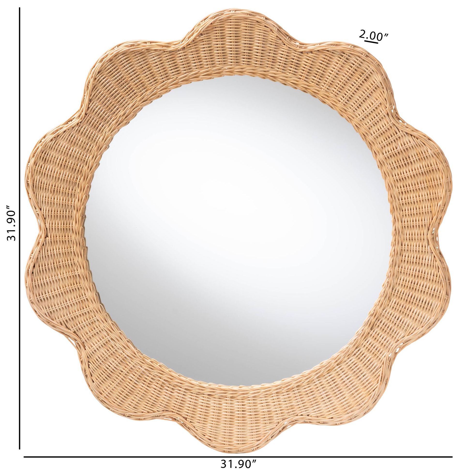 Image 4 bali & pari Makoto Scalloped Natural Rattan Wall Mirror more views