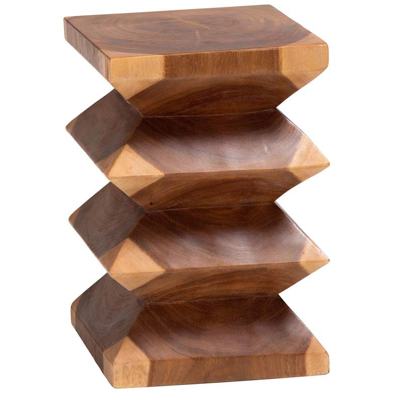 Image 2 bali & pari Malati Solid Suar Wood Side Table - Sculptural End Table