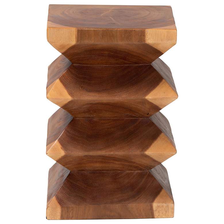 Image 3 bali & pari Malati Solid Suar Wood Side Table - Sculptural End Table more views