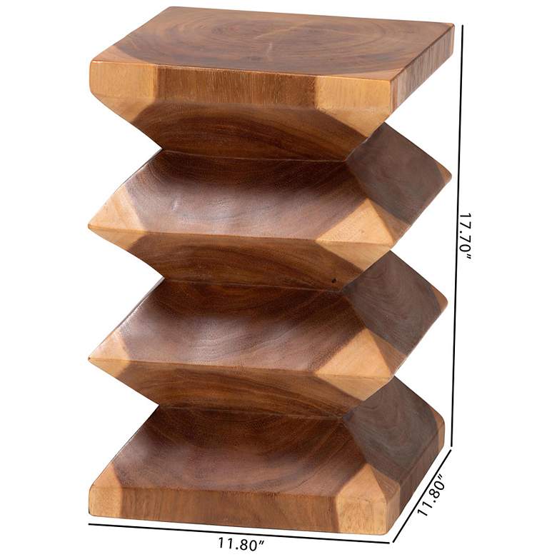 Image 7 bali & pari Malati Solid Suar Wood Side Table - Sculptural End Table more views