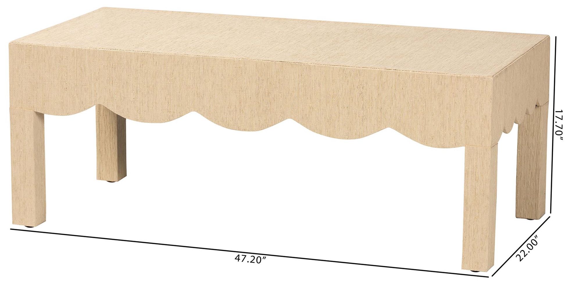 bali & pari Mason Natural Grasscloth Coffee Table - Accent Table