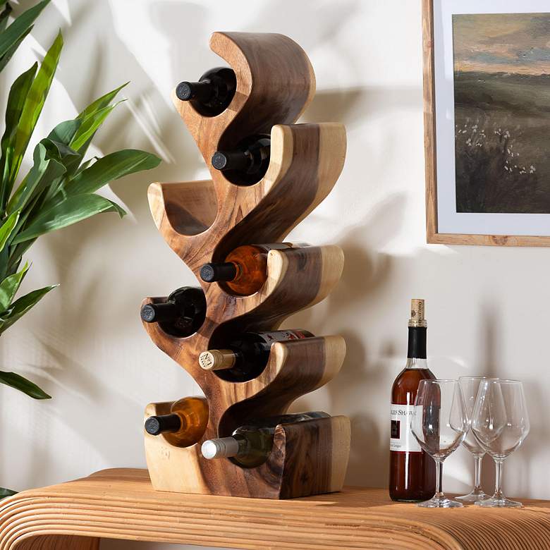 Image 1 bali & pari Matana Suar Wood Wine Rack with 8 Bottle Capacity