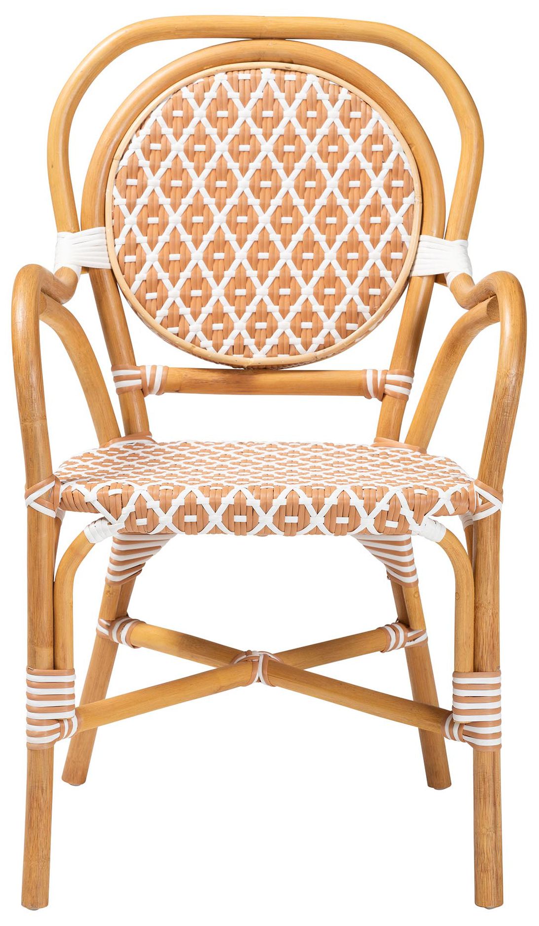 Image 3 bali & pari Mattie Rattan Bistro Dining Chair with Curved Arms, Beige more views