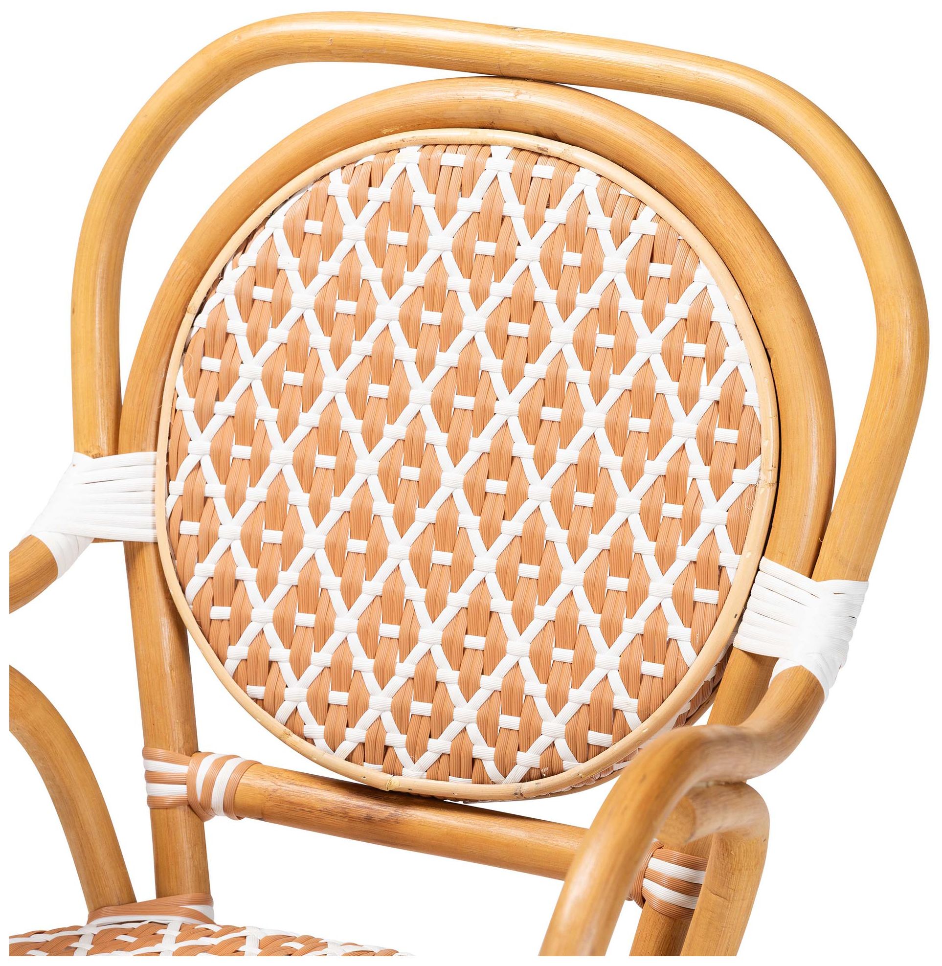 Image 6 bali & pari Mattie Rattan Bistro Dining Chair with Curved Arms, Beige more views