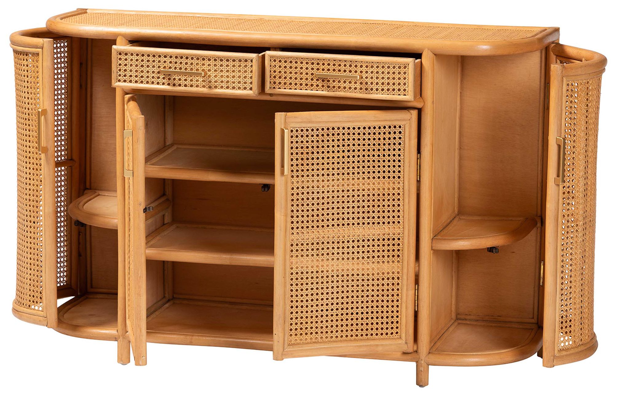 Image 3 bali & pari McKenna Natural Rattan Sideboard - Wicker Buffet Credenza more views