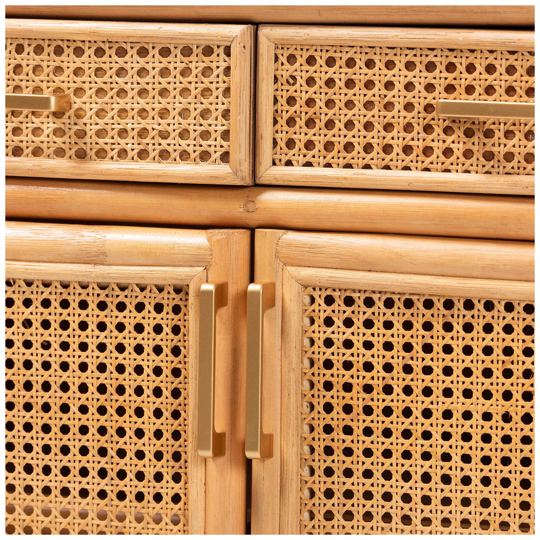 Image 6 bali & pari McKenna Natural Rattan Sideboard - Wicker Buffet Credenza more views