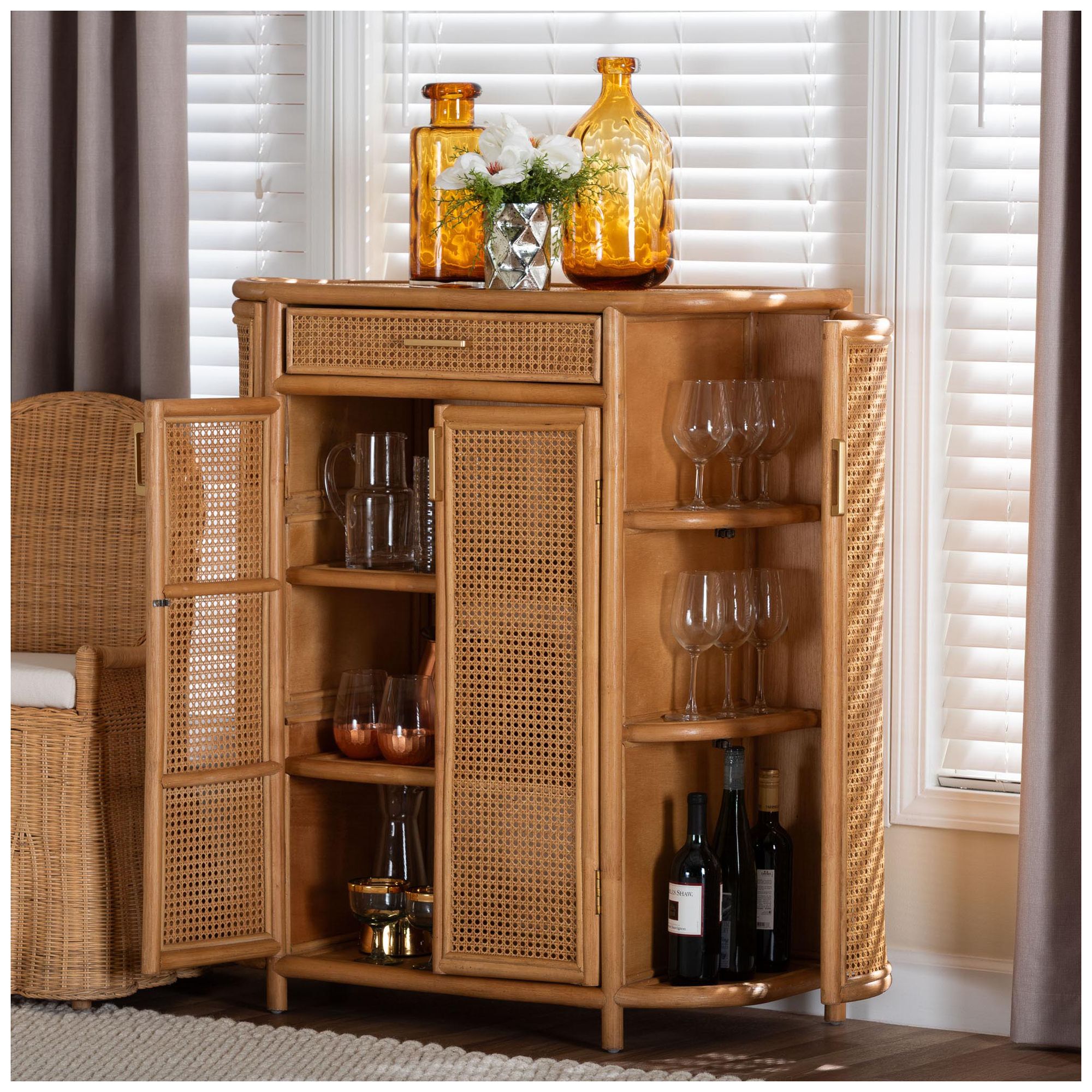 bali & pari McKenna Natural Rattan Storage Cabinet - 1-Drawer