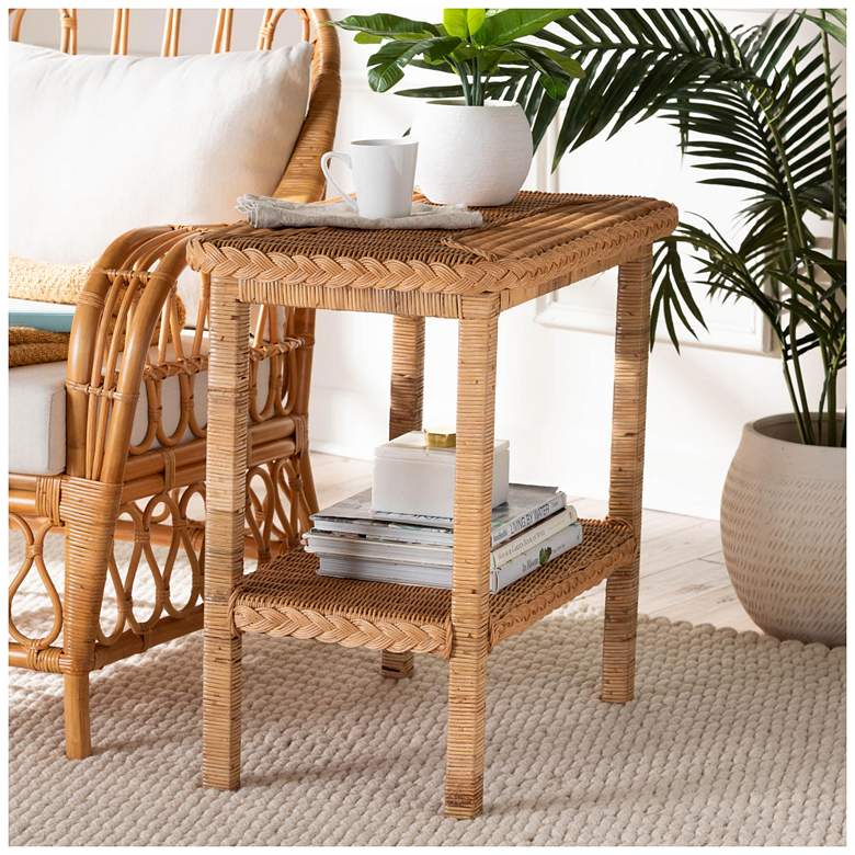 Image 1 bali & pari Minahasa Bohemian Light Honey Braided Rattan Side Table