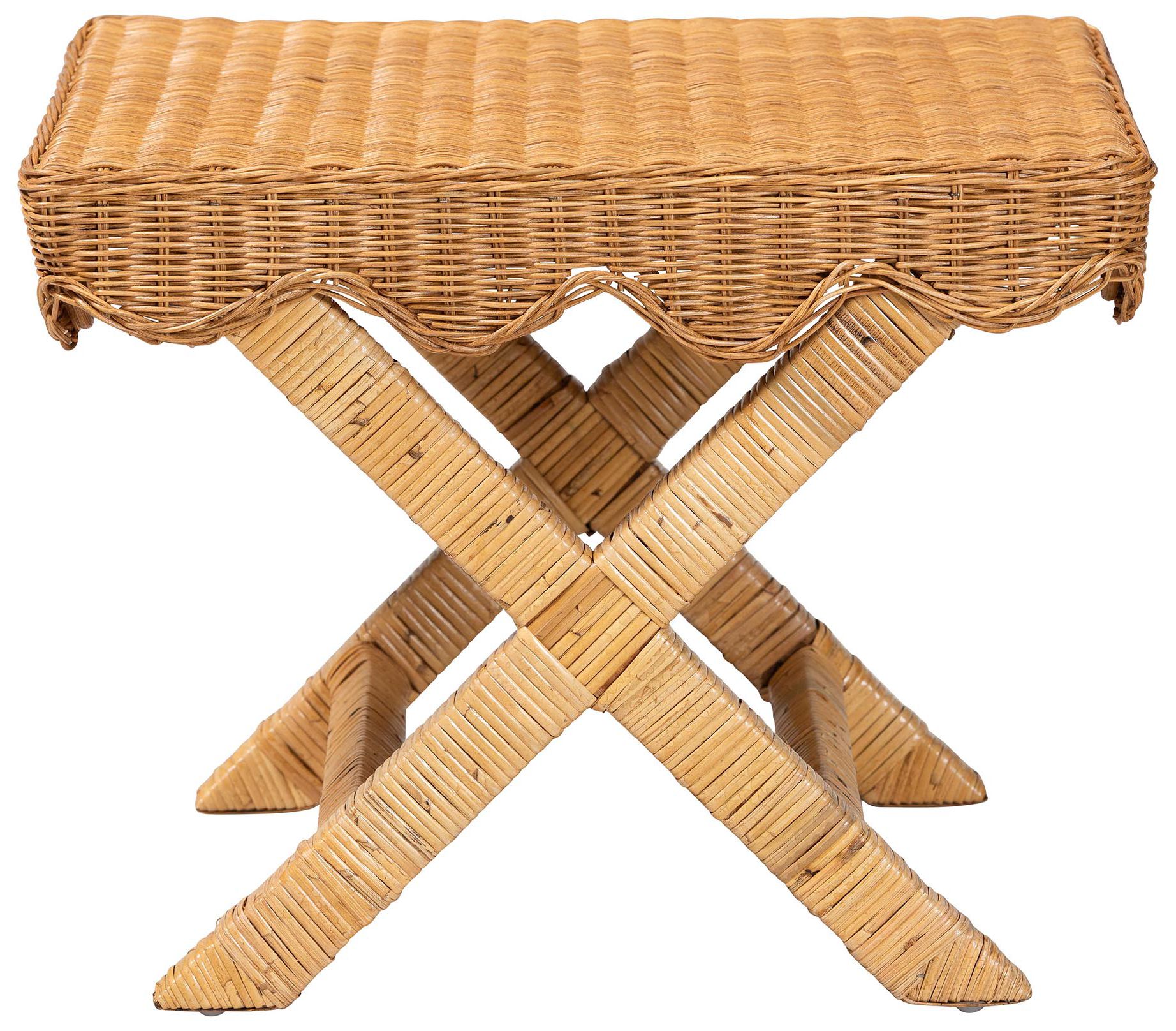Image 3 bali & pari Modesta Natural Rattan Accent Bench - Handwoven Wicker Seating more views