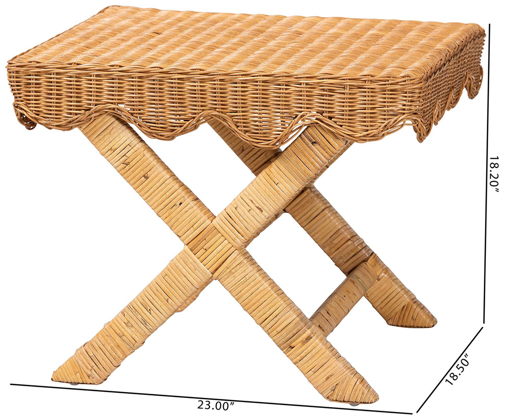 Image 7 bali & pari Modesta Natural Rattan Accent Bench - Handwoven Wicker Seating more views