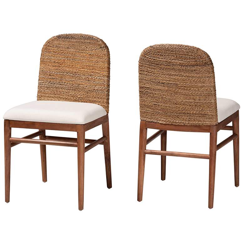 Image 2 bali & pari Nadim Natural Seagrass and Acacia Wood 2-Piece Dining Chair Set