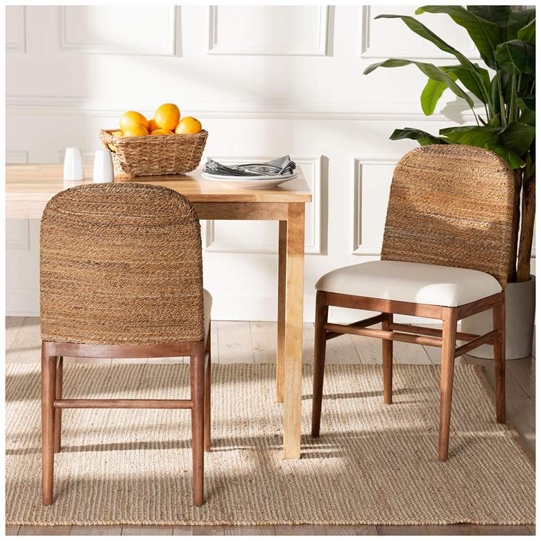 Image 1 bali & pari Nadim Natural Seagrass and Acacia Wood 2-Piece Dining Chair Set