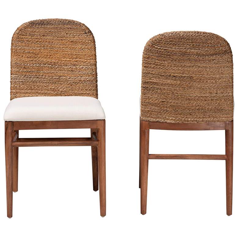 Image 3 bali & pari Nadim Natural Seagrass and Acacia Wood 2-Piece Dining Chair Set more views