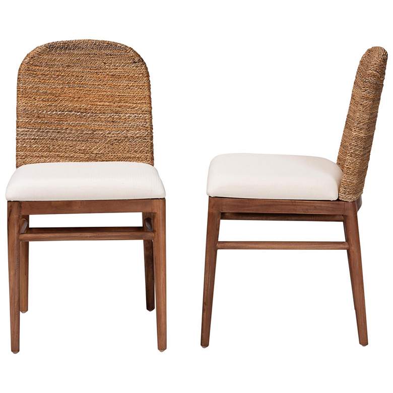 Image 4 bali & pari Nadim Natural Seagrass and Acacia Wood 2-Piece Dining Chair Set more views