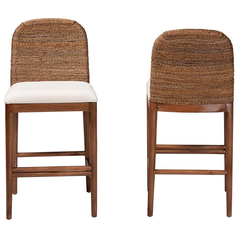 Image 3 bali & pari Nadim Seagrass and Acacia Wood 2-Piece Counter Stool Set more views