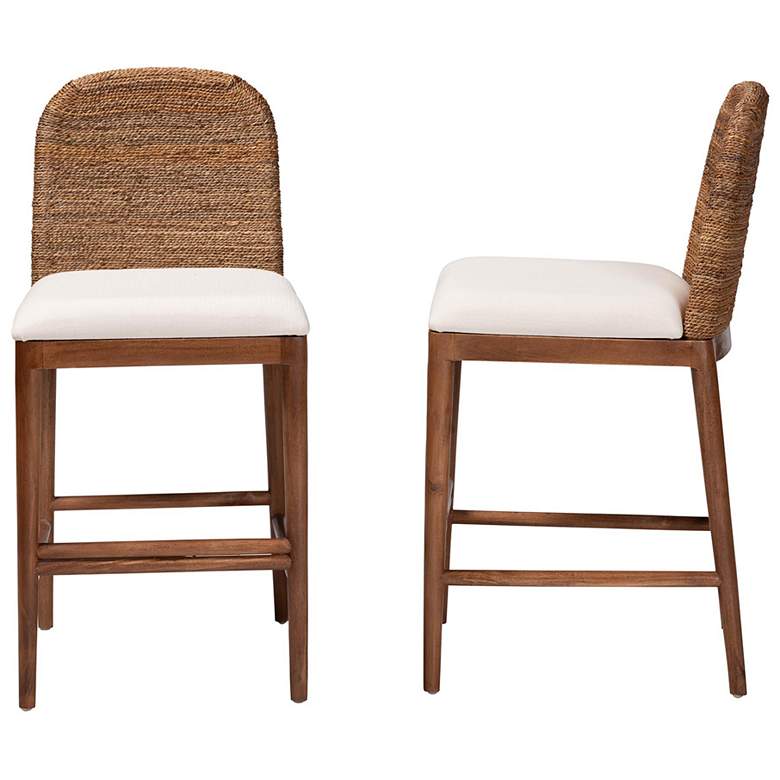 Image 4 bali & pari Nadim Seagrass and Acacia Wood 2-Piece Counter Stool Set more views