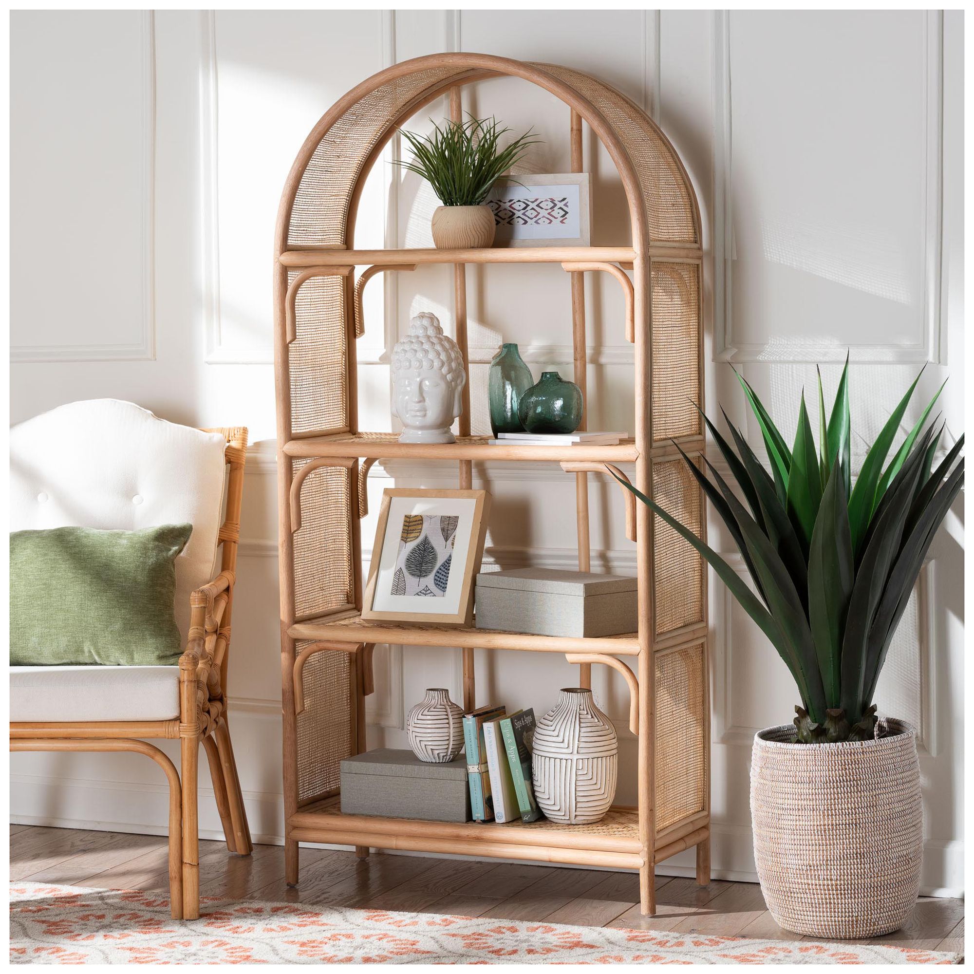 Image 2 bali & pari Natania Natural Rattan 4-Tier Display Shelf more views