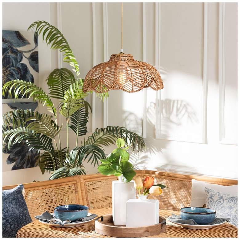 Image 1 bali & pari Neorah Natural Rattan Pendant Lampshade - Ceiling Light Cover