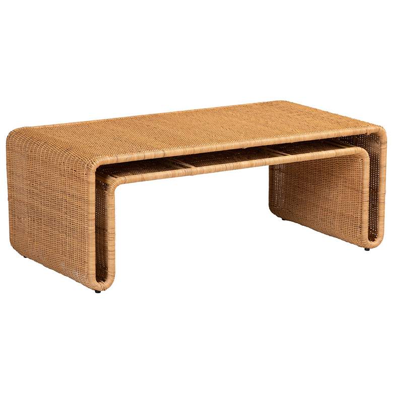 Image 1 bali & pari Nevada Bohemian Light Honey Rattan Coffee Table
