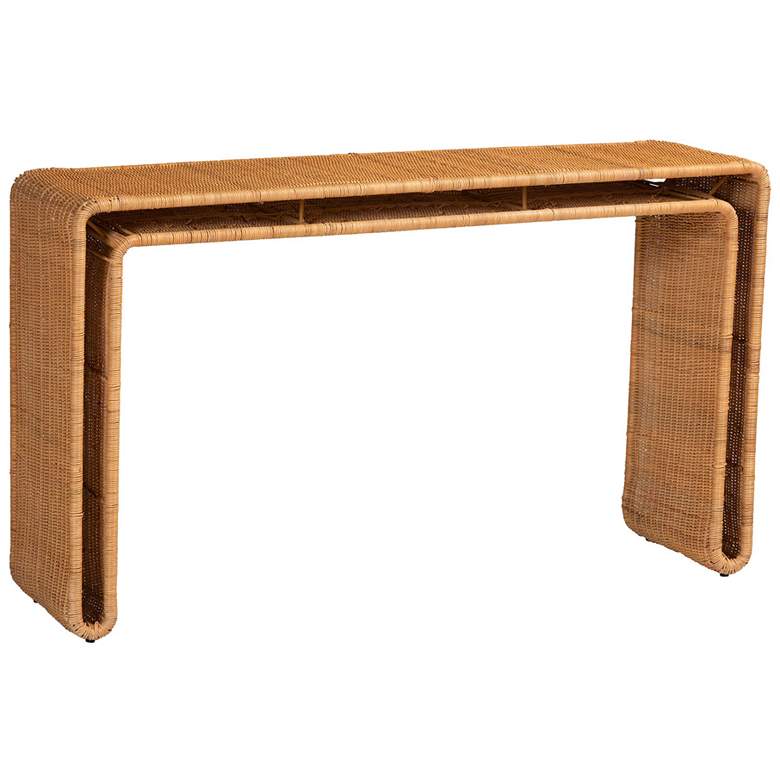 Image 1 bali & pari Nevada Bohemian Light Honey Rattan Console Table