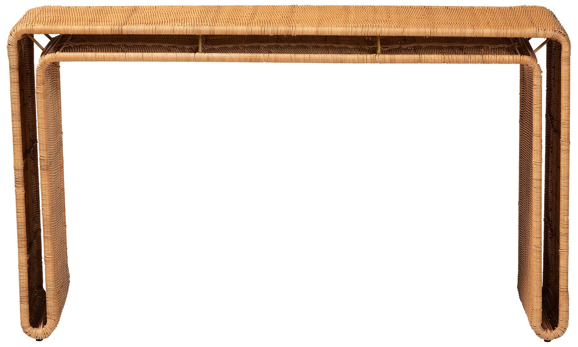 Image 3 bali & pari Nevada Bohemian Light Honey Rattan Console Table more views