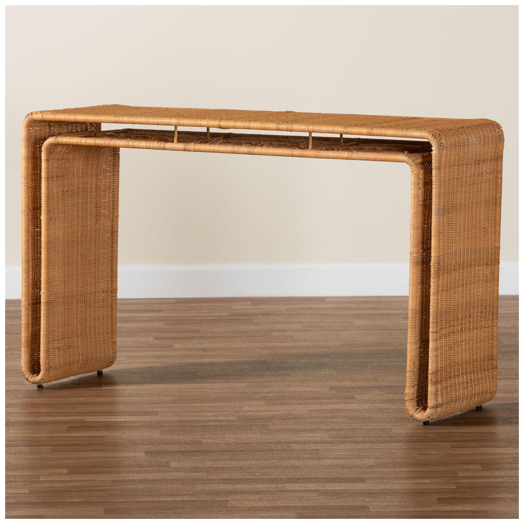Image 7 bali & pari Nevada Bohemian Light Honey Rattan Console Table more views