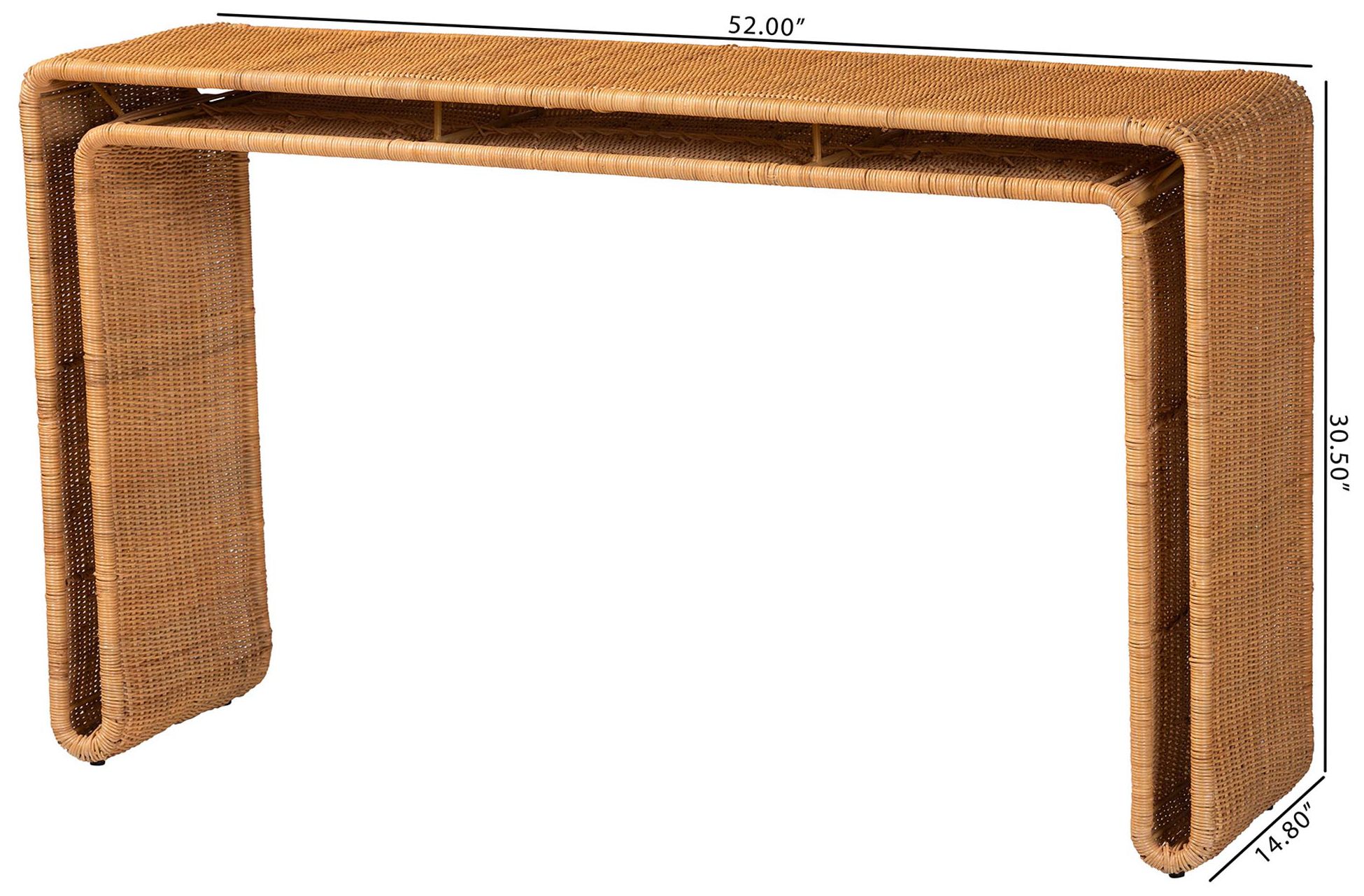 bali & pari Nevada Bohemian Light Honey Rattan Console Table