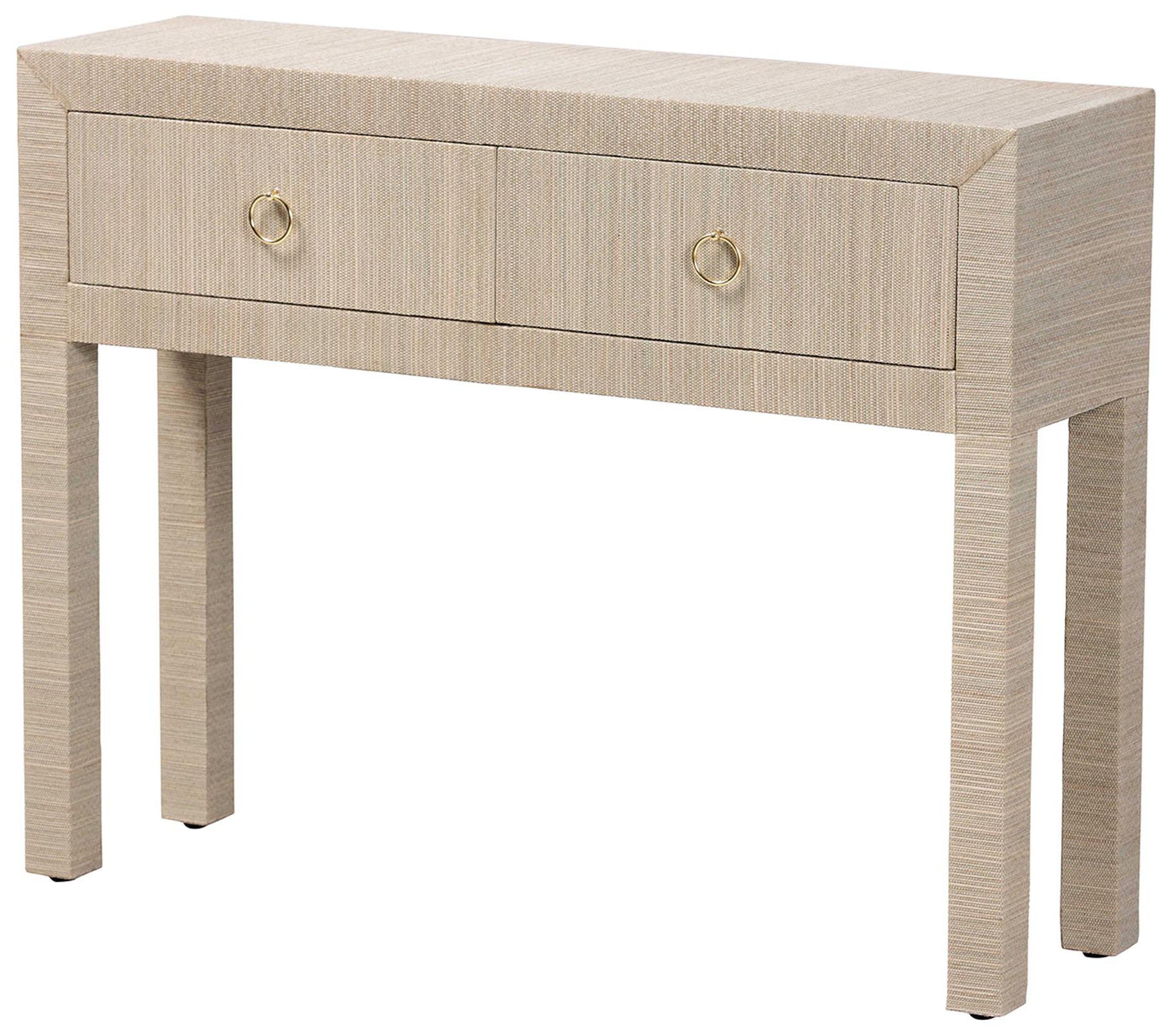 Thumbnail2 of bali & pari Noah Grasscloth 2-Drawer Console Table - Accent Table, Beige