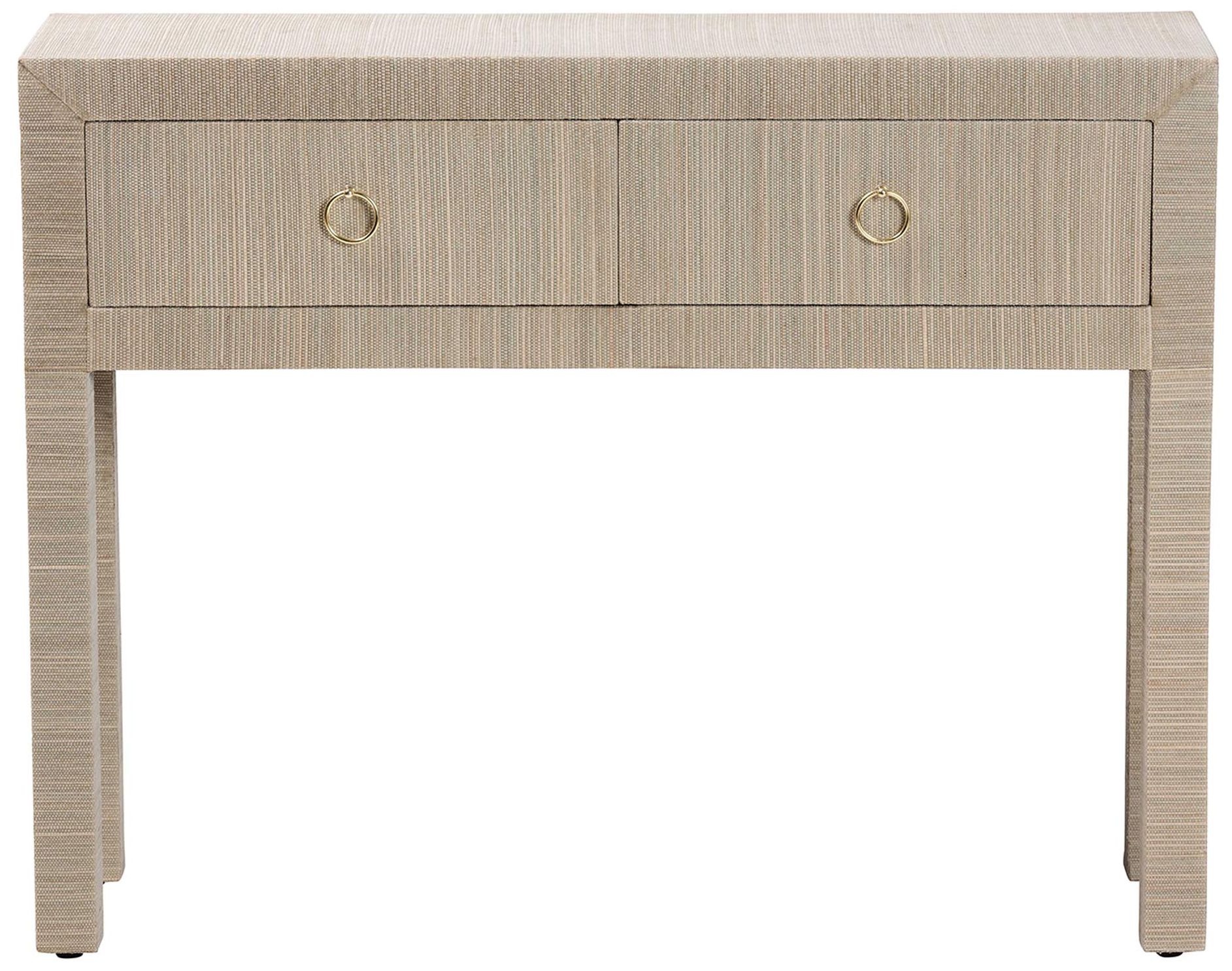 Thumbnail4 of bali & pari Noah Grasscloth 2-Drawer Console Table - Accent Table, Beige more views