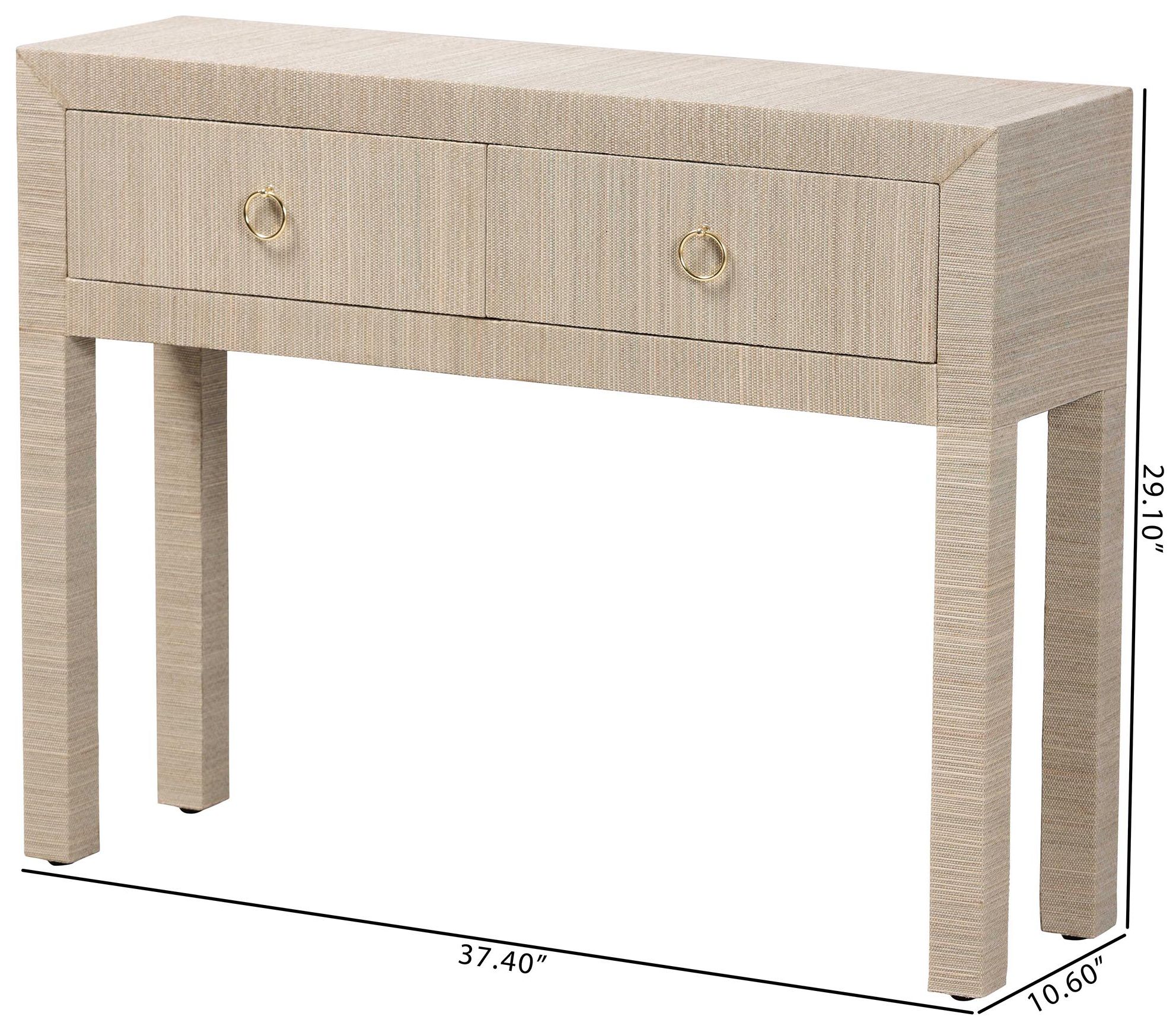 bali & pari Noah Grasscloth 2-Drawer Console Table - Accent Table, Beige