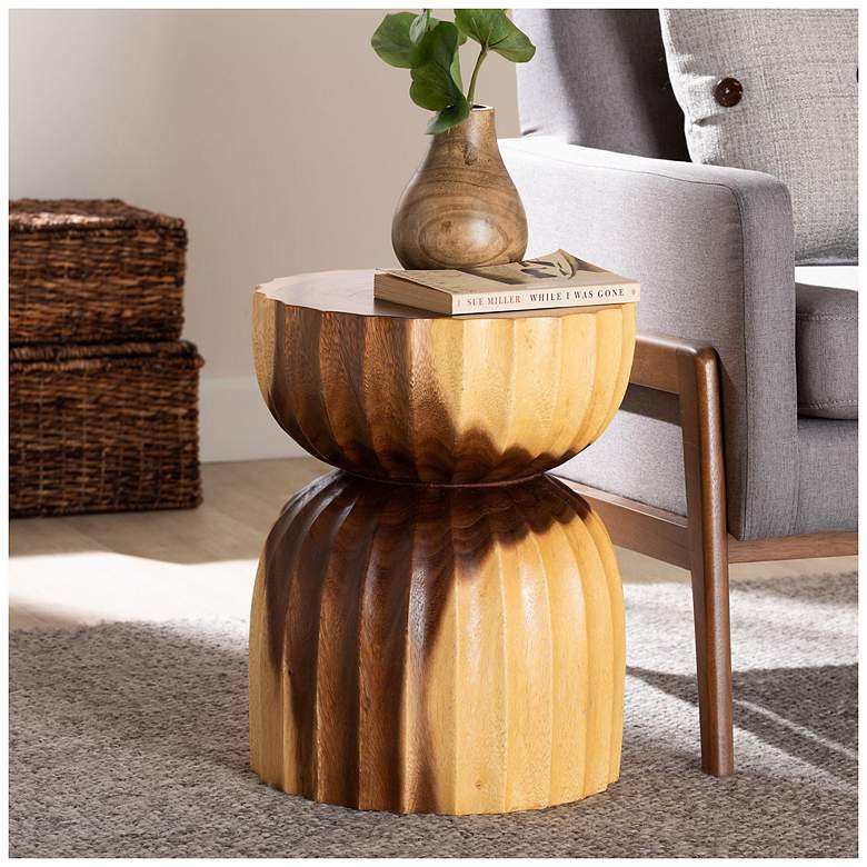 Image 1 bali & pari Noleta Hand-carved Suar Wood Side Table
