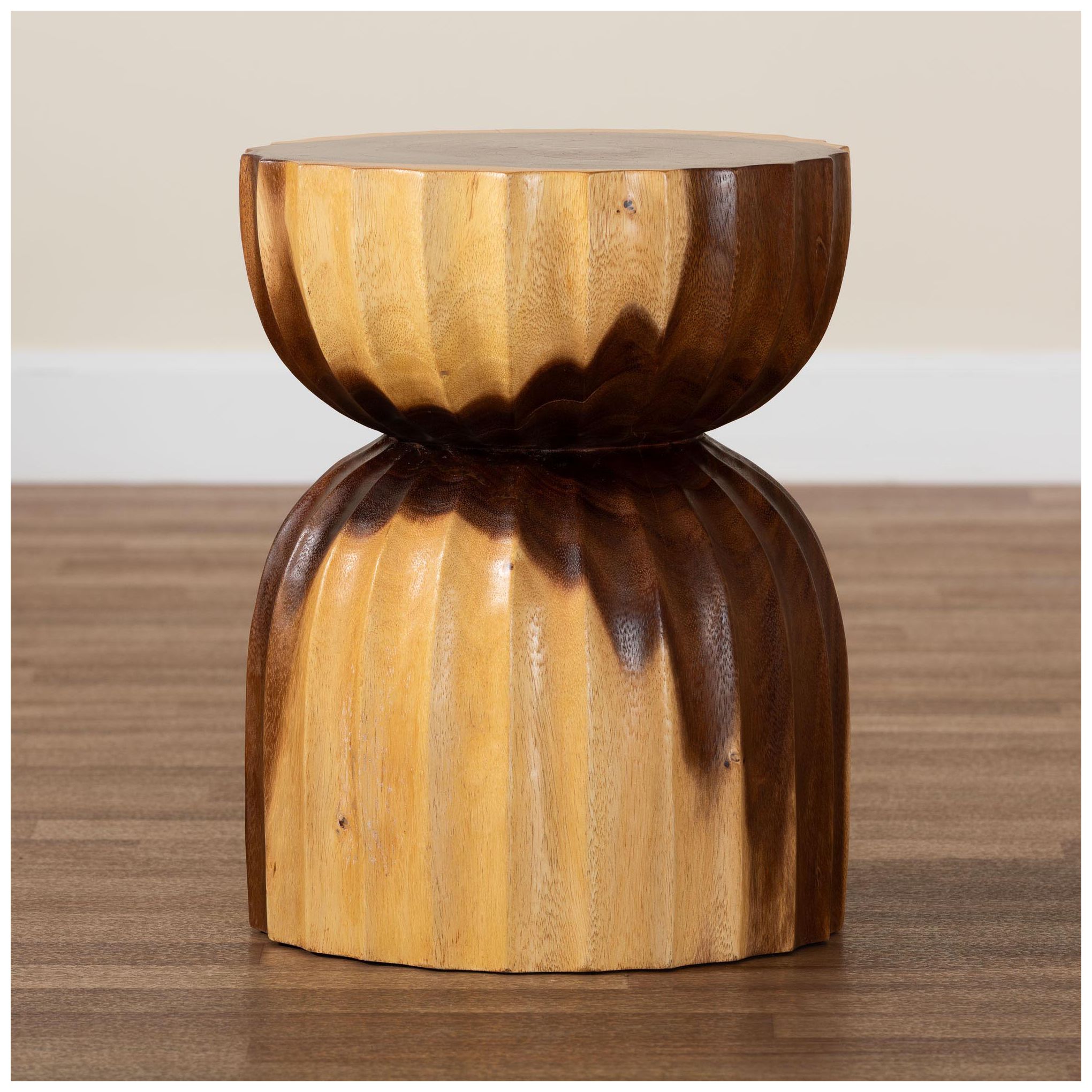 bali & pari Noleta Hand-carved Suar Wood Side Table